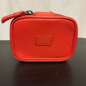 Fossil Small Pebbled Leather Cosmetic Pouch - Red